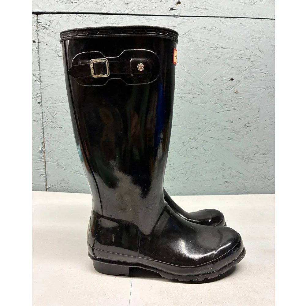 Hunter Original Gloss Tall Rain Boots Kids Black US 5B/6G Waterproof Classic